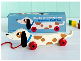 Drevený ťahací jazvečík Rex London Charlie The Sausage Dog, dĺžka 31,5 cm