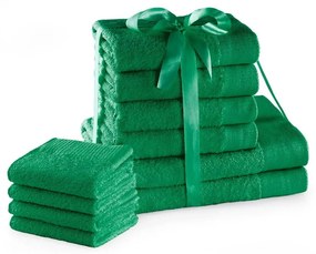 Zelené froté bavlnené uteráky a osušky v súprave 10 ks Amari – Restilo