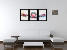 Gario Sada plagátov Starožitné auto - 3 dielna Farba rámu: Rustikálna, Rozmery: 135 x 63 cm