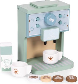 Detský drevený kávovar ECOTOYS – barista set 8 dielov, hra pre deti 3+