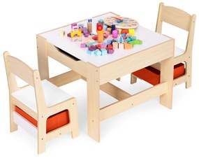 Zostava detského nábytku, stôl + 2 stoličky, kriedová tabuľa, ECOTOYS