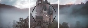 Obraz - Eltz Castle, Nemecko (s hodinami) (90x30 cm)