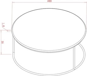 Konferenčný stolík Rose Hill 80 cm zelený/zlatý