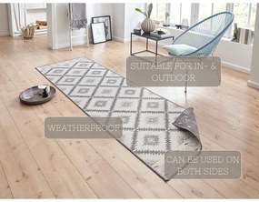 Sivo-krémový vonkajší koberec NORTHRUGS Malibu, 80 x 350 cm