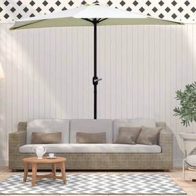 Outsunny Polovičný Slnečník Ø 2,6 m, Balkónový Slnečník 5 Oceľ Polyester Bežová | Aosom