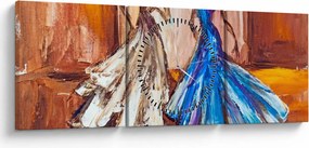 Obraz - Tanečnica, olejomaľba (s hodinami) (90x30 cm)