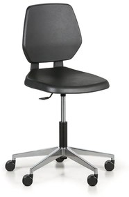 Pracovná stolička ALLOY PU, nízka, na kolieskach, čierna