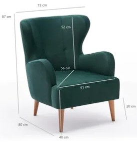 Kreslo ušiak NEKO zelené