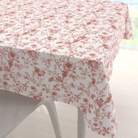 Biante Bavlnený štvorcový obrus Sandra SA-640 Lososové kvety na bielom 130x130 cm