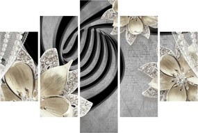Obraz - 3D zlaté kvety (150x105 cm)