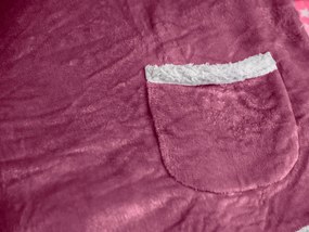 Baránková mikinová deka s rukávmi a kapucňou LAVENDR, vínová