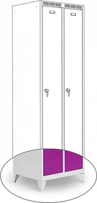 Kovová šatníková skriňa Trestles SS2M 1800x600x500 mm, 2 oddiely, fialové dvere Podnož: nožičky, Zámok: otočný