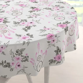 Biante Bavlnený okrúhly obrus Sandra SA-476 Ružové lapače snov a ruže II. Ø 60 cm