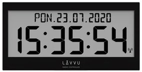 Čierne digitálne hodiny s češtinou LAVVU MODIG riadené rádiovým signálom LCX0011