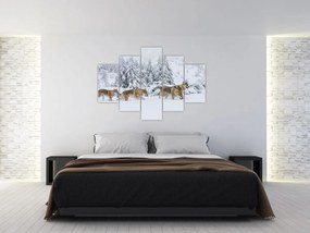 Obraz - Vlci v horách (150x105 cm)