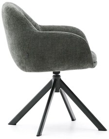 Tmavozelené čalúnené jedálenské kreslo s podrúčkami Dorina – Kave Home