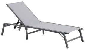 Sunfun Záhradné ležadlo polohovacie, 186 × 63 × 86 cm, hliník, textil, svetlosivé