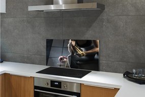 Sklenený obklad do kuchyne Žena bandáž rukavice 100x50 cm