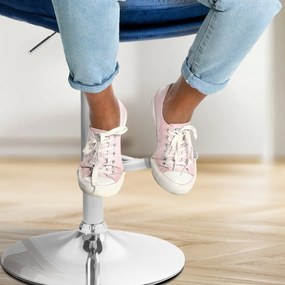 Barová stolička Damar - zamat, chróm rám - modrá