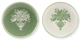 Porcelánový zeleno biely tanier v talianskom štýle v dvoch variantoch 43319 20,3 x 2 cm