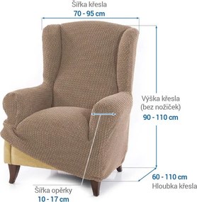 Super strečové poťahy NIAGARA oriešková kreslo ušiak (š. 70 - 95 cm)