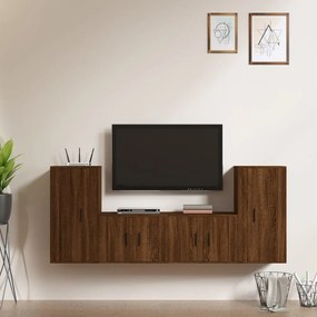 4-dielna súprava TV skriniek hnedý dub spracované drevo 3188557