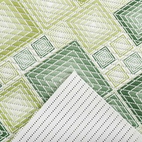 Kúpeľňová penová rohož / predložka PRO-069 Zelené designové štvorce - metráž šírka 65 cm