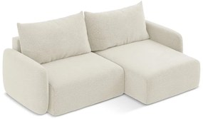 Krémovobiela rozkladacia/s úložným priestorom rohová pohovka (pravý roh) Kalena – Makamii