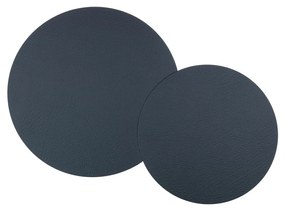 Kožený koberec Circle, set 2 ks – čierny
