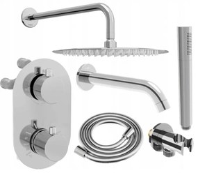 Mexen Kai DR70 podomietková vaňová a sprchová súprava s dažďovou sprchou 25 cm, chrómová, 77602DR70251-00