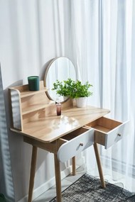 Toaletný stolík SCANDI so zrkadlom naturálny / biely