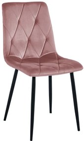 Set štyroch jedálenských stoličiek LIBRA zamatové, ružové / čierne nohy (4 ks)