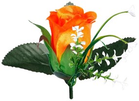 Schetelig Ruža hlava puk s lístkami a gypsomilkou, 6 cm, Žlto-Oranžová