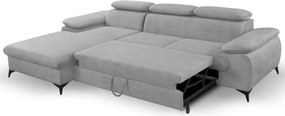 Rohová sedacia súprava Scala, svetlo šedá látka, ľavý roh