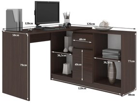 Rohový PC stolík Cuidar (wenge). Vlastná spoľahlivá doprava až k Vám domov. 1117054