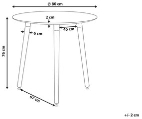 Okrúhly jedálenský stôl ⌀ 80 cm biela/svetlé drevo BOMA Beliani