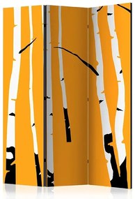 Paraván - Birches on the orange background [Room Dividers] Veľkosť: 135x172, Verzia: Jednostranný