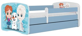 Letoss Detská posteľ BABY DREAMS 160/80 - Ľadové kráľovstvo Modrá S matracom S uložným priestorom