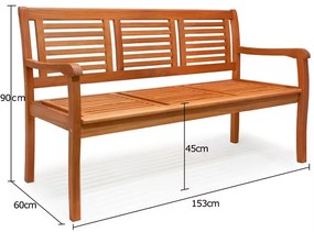 InternetovaZahrada Záhradná lavička 153 cm - eukalyptus