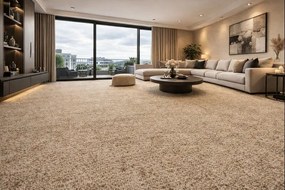 Associated Weavers, Metrážny koberec Batik 54, na mieru, šíře 4m, béžová, filc, obývacia izba