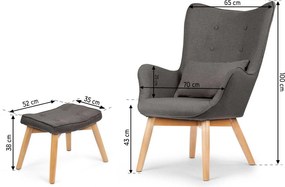 SOFOTEL Kreslo s opierkou na ruky a podnožkou Norse 2044 - tmavosivé