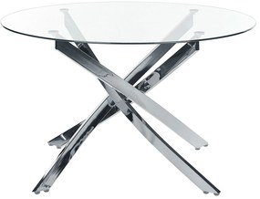 Okrúhly jedálenský stôl so sklenenou doskou ⌀ 120 cm strieborný MARAMO Beliani