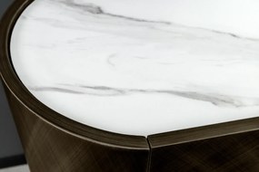 Komoda REFLECTION 150 cm 3D efekt bronzová s keramickou mramorovou doskou biela