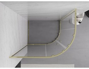 Mexen Exo, posuvný polkruhový sprchový kút 100 x 80 cm, číre sklo, zlatá, 8132-100-080-50-00