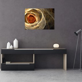 Sklenený obraz - Abstraktné ruže v ohnivých farbách (70x50 cm)