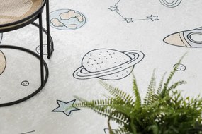 BAMBINO 1278 umývací koberec Vesmír, raketa pre deti protišmykový - krém Veľkosť: 120x170 cm