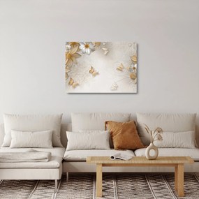 Sklenený obraz - Kvety s motýlikmi (70x50 cm)