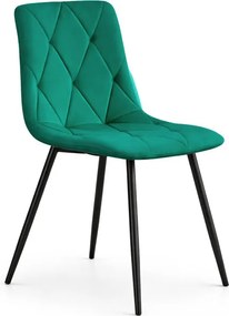 Jedálenská stolička MILO zamatová, fľaškovo zelená / čierne nohy