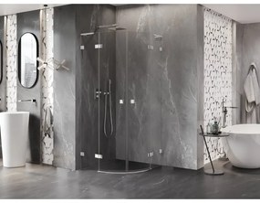 Mexen Lunar, L polkruhový výklopný sprchový kút 100 x 100 cm, 8mm číre sklo, chrómový profil, 833L-100L-100P-01-00