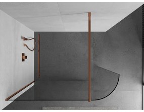 Mexen Kioto, zaoblená sprchová zástena 100 x 200 cm, 8mm číre sklo, ružové zlato profil, 800-100-101-60-06